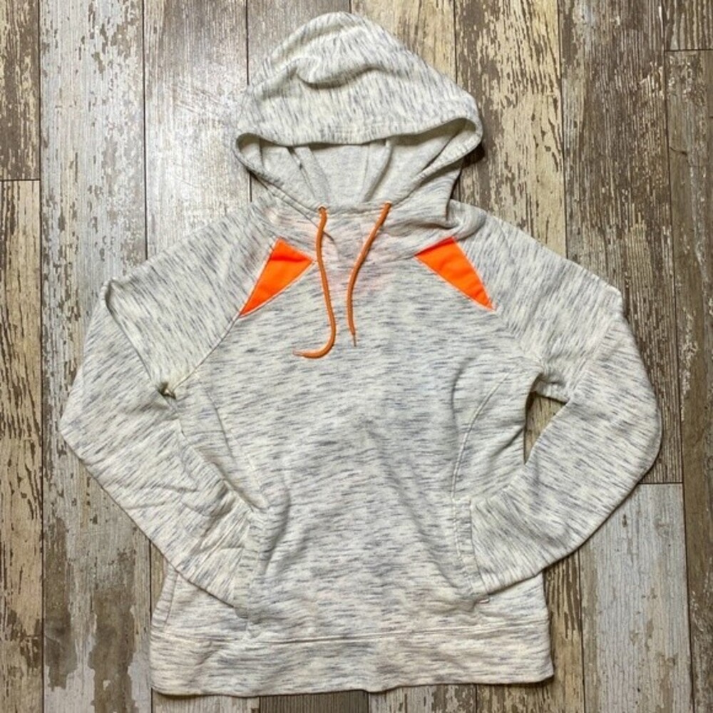 5/$25 Tek Gear Exercise Lightweight Heather Neon Accent Pullover Hoodie Small